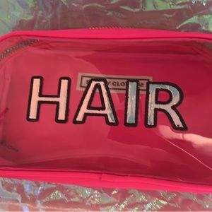 Neon Pink Small Clear Front with iridescent SKIN patches